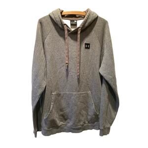 Under Armour Unisex Hoodie  XL Gray Pullover Black UA Emblem Kangaroo Pocket